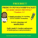 PRIDE IN PENMANSHIP FREEBIE  NUMBERS 1-5