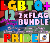 PRIDE LGBTQ+ Flags - Color your own, print colored flags, 