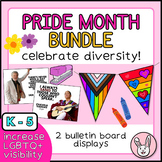 Preview of PRIDE Month Bulletin Board Bundle | Quote Posters & Decorative Pennants