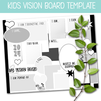 Preview of PRIMARY KIDS VISION BOARD TEMPLATE, NEW YEAR SOCIAL EMOTIONAL LEARNING ACTIVITY