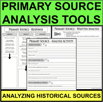 Preview of PRIMARY SOURCE ANALYSIS TOOLS Research Graphic Organizers