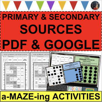 Preview of PRIMARY and SECONDARY SOURCES a-MAZE-ing Activities (PDF & DIGITAL)