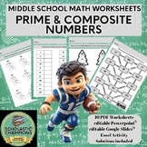 PRIME & COMPOSITE NUMBERS-4th Grade Middle School Math Worksheets