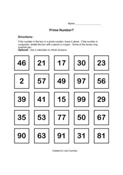 PRIME NUMBER ? (prime and composite number activity) by Mrs. C's Classroom