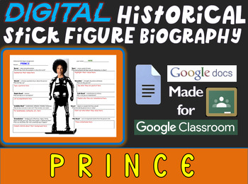 Preview of PRINCE Digital Historical Stick Figure Biography (MINI BIOS)