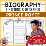Musician Worksheets - PRINCE ROYCE Biography Research and 