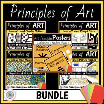 Preview of PRINCIPLES OF ART Lessons BUNDLE with art projects, posters and definitions