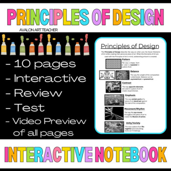 Preview of PRINCIPLES OF DESIGN INTERACTIVE NOTEBOOK 10 PAGES WITH TEST AND ANSWER KEY