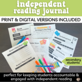 PRINT & DIGITAL Independent Reading Journal for Secondary 