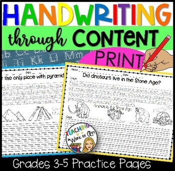 Preview of PRINT Handwriting Practice Grades 3 and up- SET 1