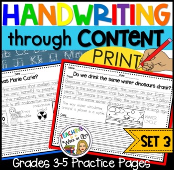 Preview of PRINT Handwriting Practice for Grades 3 and up- SET 3