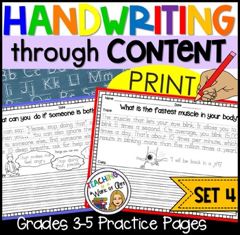 Preview of PRINT Handwriting Practice for Grades 3 and up- SET 4