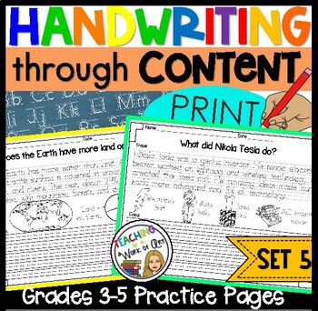 Preview of PRINT Handwriting Practice for Grades 3 and up- SET 5