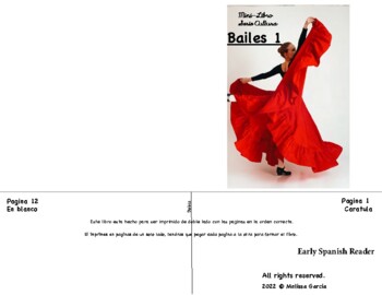 Preview of PRINT Latin Dances Mini Book - Spanish Early Reader Printable Montessori