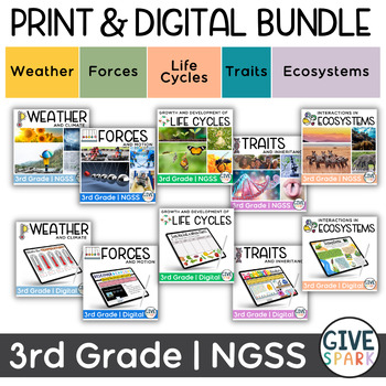 Preview of Third Grade - PRINT and DIGITAL - GIANT Science Bundle - Year Long -  NGSS