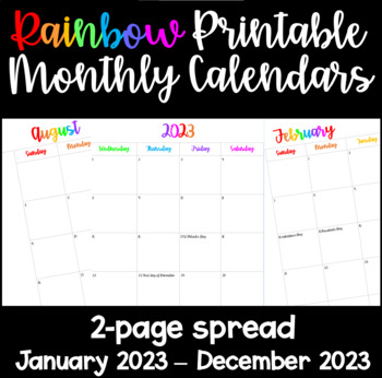 PRINTABLE 2-page calendar 2023 for Teacher Planner by OrchDorksRUs