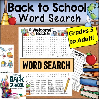 Preview of PRINTABLE BACK TO SCHOOL WORD SEARCH Word Search puzzle for Kids