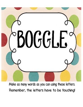 Preview of PRINTABLE BOGGLE BOARD - easily editable