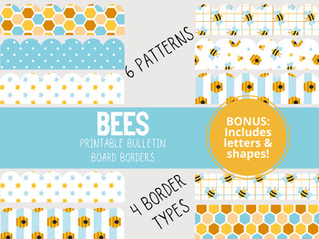Preview of PRINTABLE Bees and Hive Bulletin Board Borders
