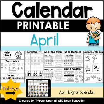 Preview of PRINTABLE Calendar - April - Morning Work - Monthly Calendar