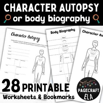 Preview of PRINTABLE Any Character Autopsy | Body Biography | Worksheets | Bookmarks