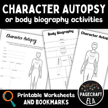 Preview of PRINTABLE Any Character Autopsy | Body Biography | Worksheets | Bookmarks