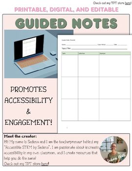 Preview of Guided Notes Worksheet for ANY subject - PRINTABLE , PDF OR GOOGLE DOC