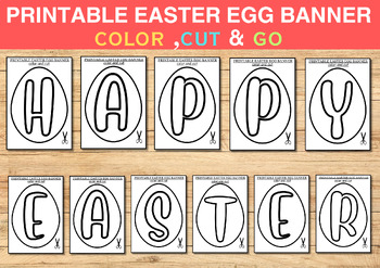 Preview of PRINTABLE EASTER EGG BANNER,Easter Egg Chick Bulletin Board Letters,Decor