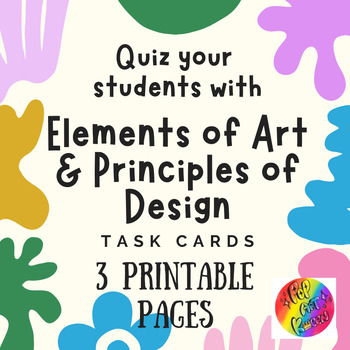 Preview of PRINTABLE Elements of Art & Principles of Design Match Game Task Cards