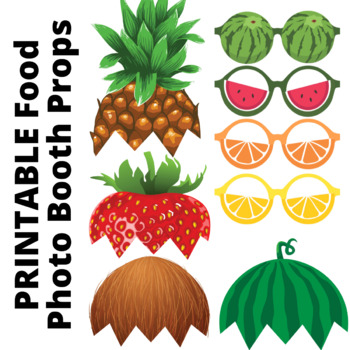 Preview of PRINTABLE Food Photo Booth Props - fruits, tropics, summer. PHOTOSESSION