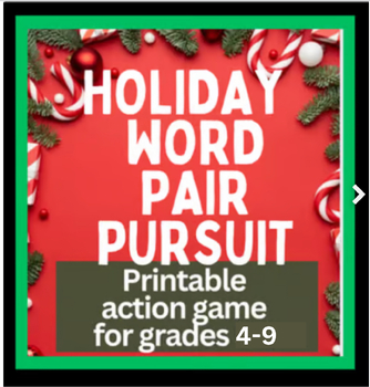 Preview of PRINTABLE HOLIDAY ACTIVITY: Holiday Word Pursuit whole class game, brain break