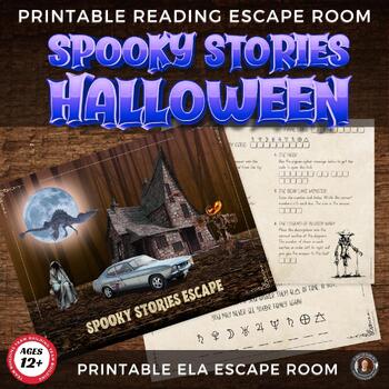 Preview of PRINTABLE Halloween Escape Room, Reading Escape, Middle School ELA Escape