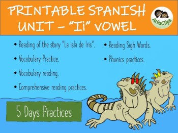 Preview of PRINTABLE - I VOWEL SPANISH UNIT - 1 WEEK