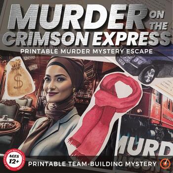Preview of PRINTABLE Murder Mystery Game, Middle School Escape Room, Crimson Express