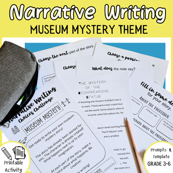 Preview of MUSEUM MYSTERY Prompts & Template Creative Narrative Writing - PRINTABLE