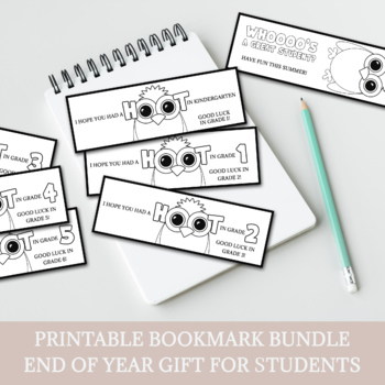 Preview of PRINTABLE OWL BOOKMARK BUNDLE FROM TEACHERS, END OF SCHOOL YEAR STUDENT GIFT