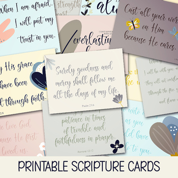 Preview of PRINTABLE PRAYER CARDS, BIBLE VERSE NOTES, SCRIPTURE MEMORIZATION NOTECARDS