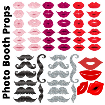 Preview of PRINTABLE Photo Booth Props - Lips and Mustache PHOTOSESSION
