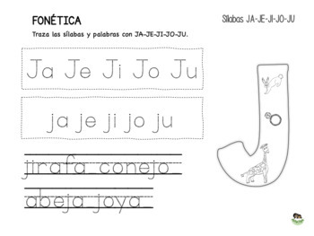 PRINTABLE SPANISH UNIT JA-JE-JI-JO-JU SYLLABLES/ STORY: “JUANA LA JIRAFA”