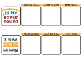 Preview of PRINTABLE: Student Learning Goals Desk Mats Template - Growth Mindset Theme