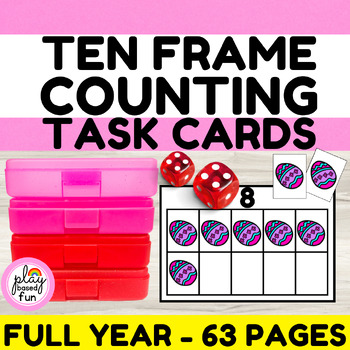 Preview of TEN FRAME TASK CARDS, COUNTING MATH CENTER, Blank Ten Frames Printable 10 frame