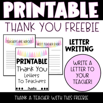 printable thank you letters for teachers freebie by lashes and littles