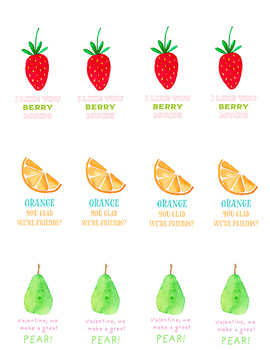 Preview of PRINTABLE Valentine Fruit Tags