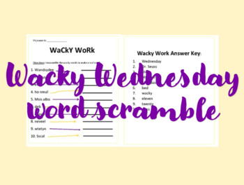 Preview of PRINTABLE | Wacky Wednesday Word Scramble Activity | Dr. Seuss