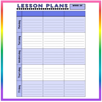 PRINTABLE - Weekly Lesson Plans Format - Three Columns Template ...