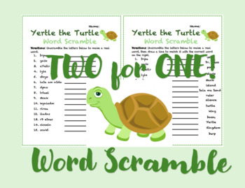 Preview of PRINTABLE | Yertle the Turtle Word Scramble | Dr. Seuss Activity