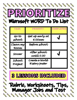 Preview of PRIORITIZE and create a Microsoft WORD To Do List