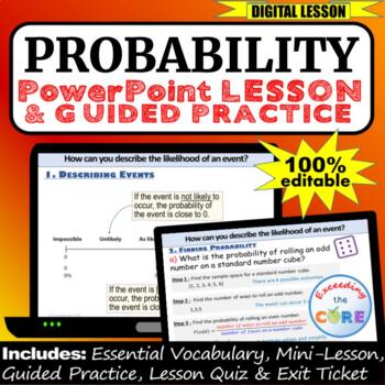 Preview of PROBABILITY PowerPoint Lesson, Practice | Digital