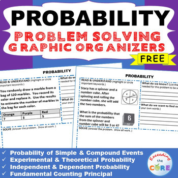 Preview of Free PROBABILITY WORD PROBLEMS with Graphic Organizer
