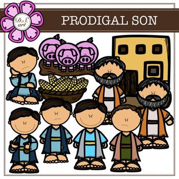Preview of PRODIGAL SON digital clipart (color and black&white)